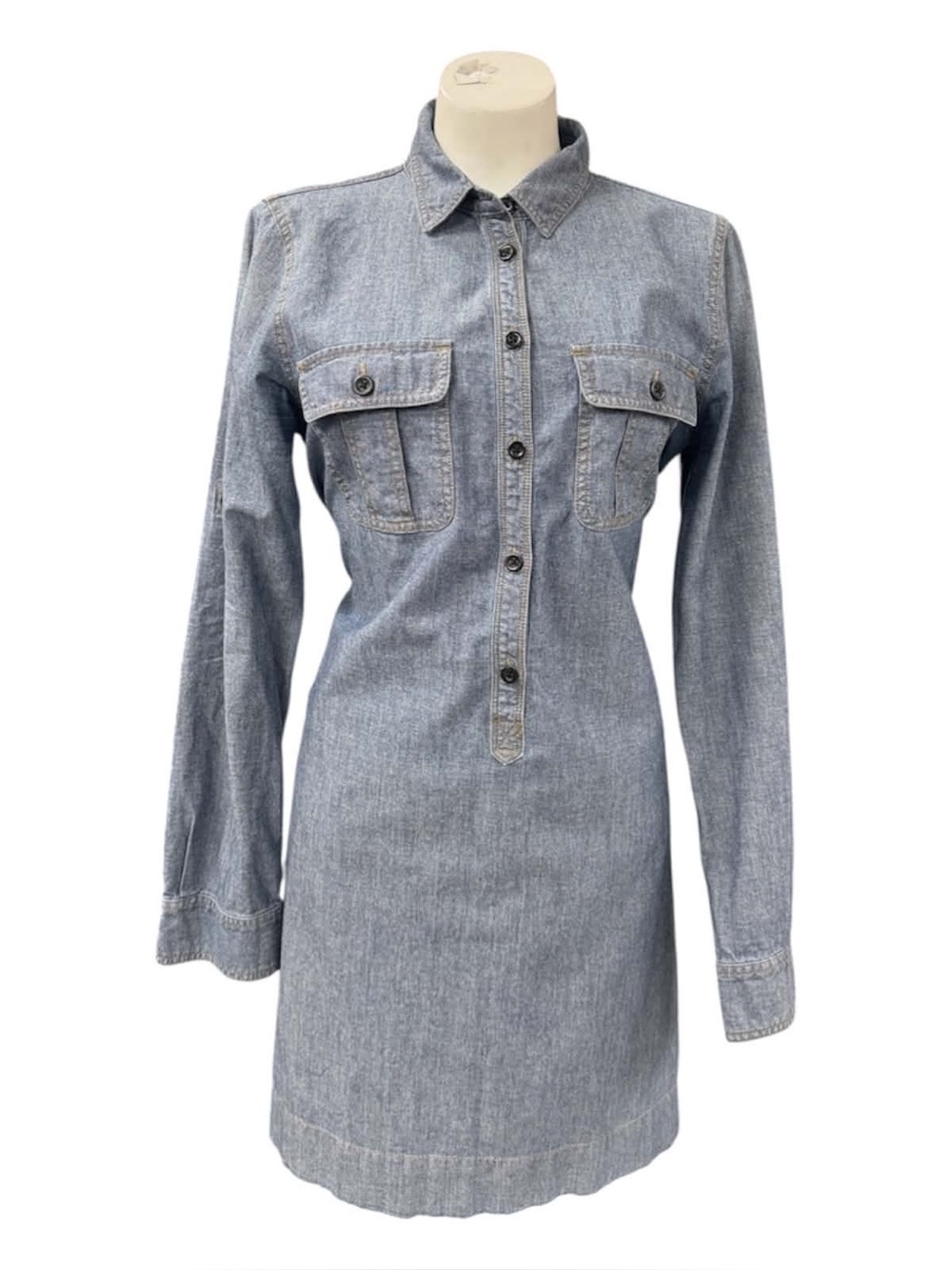 J. Crew Light Blue Denim Shirt Dress - Long Sleeve Size M